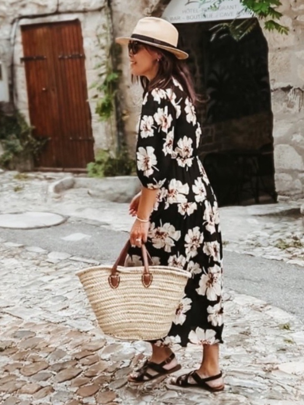 Ba&sh Kory Floral Midi Dress In Noir New Size Small Ruffle French Vacation Boho